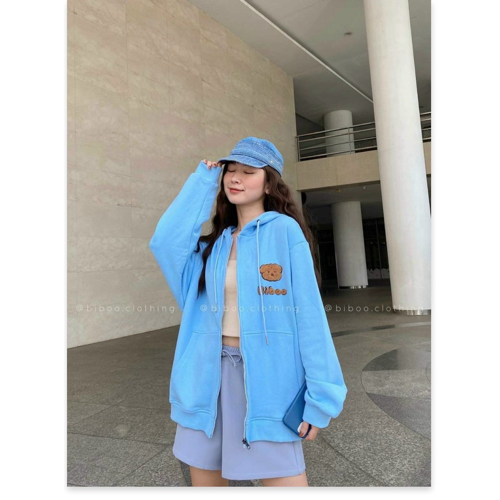 ÁO KHOÁC NỈ DÂY KHOÁ KÉO, ÁO KHOÁC NHẸ CHẤT THUN NỈ MỀM MỊN PHỐI LOGO THÊU ĐẦU GẤU THỜI TRANG HOT | BigBuy360 - bigbuy360.vn