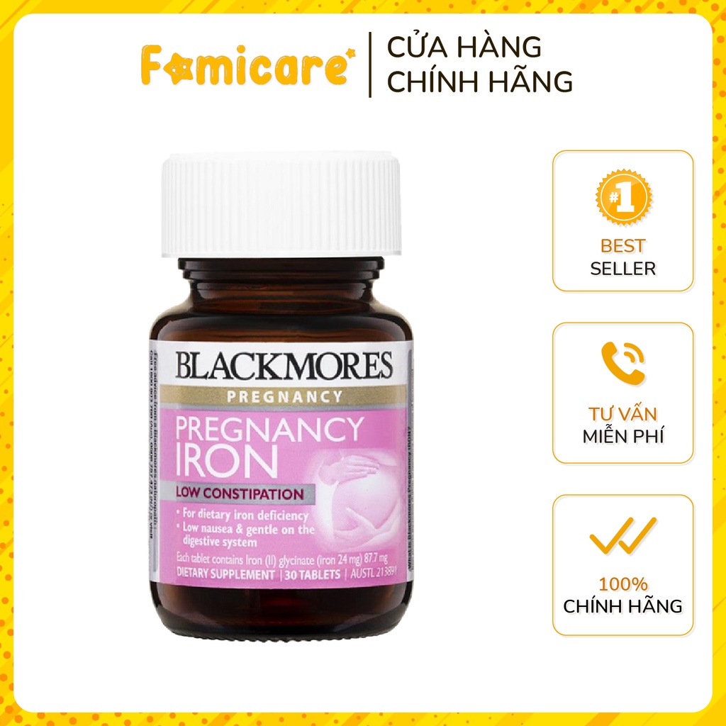 Vitamin bổ sung sắt cho bầu Blackmore Pregnacy Iron 30 viên