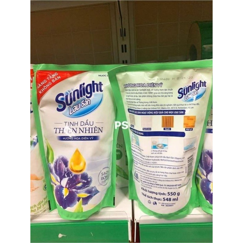Nước Lau Sàn Sunlight hương hoa diên vỹ túi 550g, 700ml hương chanh xả