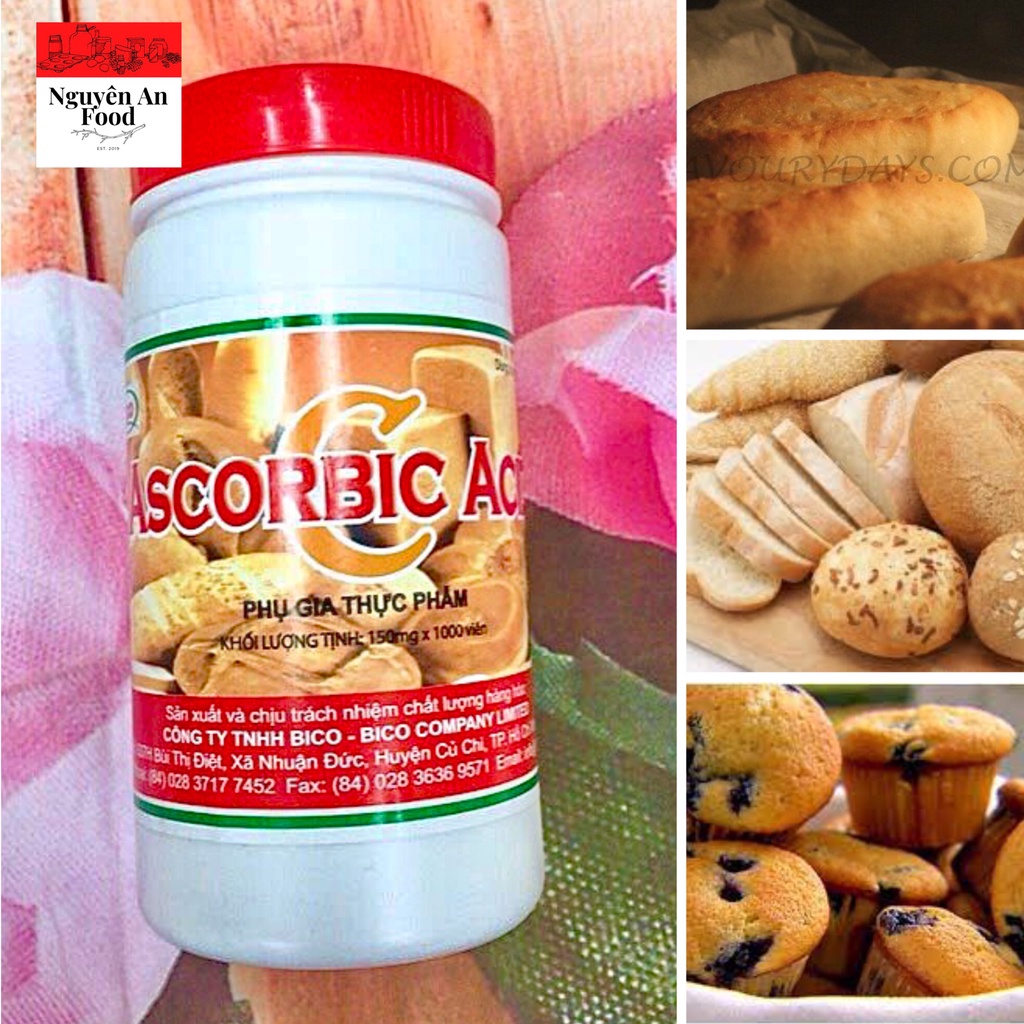 Vitamin C tạo độ nở xốp cho bánh mì và các loại bánh nướng - Ascorbic Acid C hộp 1000 viên