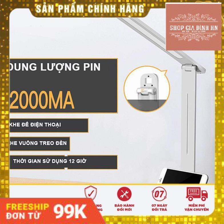 Đèn bàn LED cao cấp tích điện sạc USB có Giá để điện thoại -gấp gọn dễ dàng