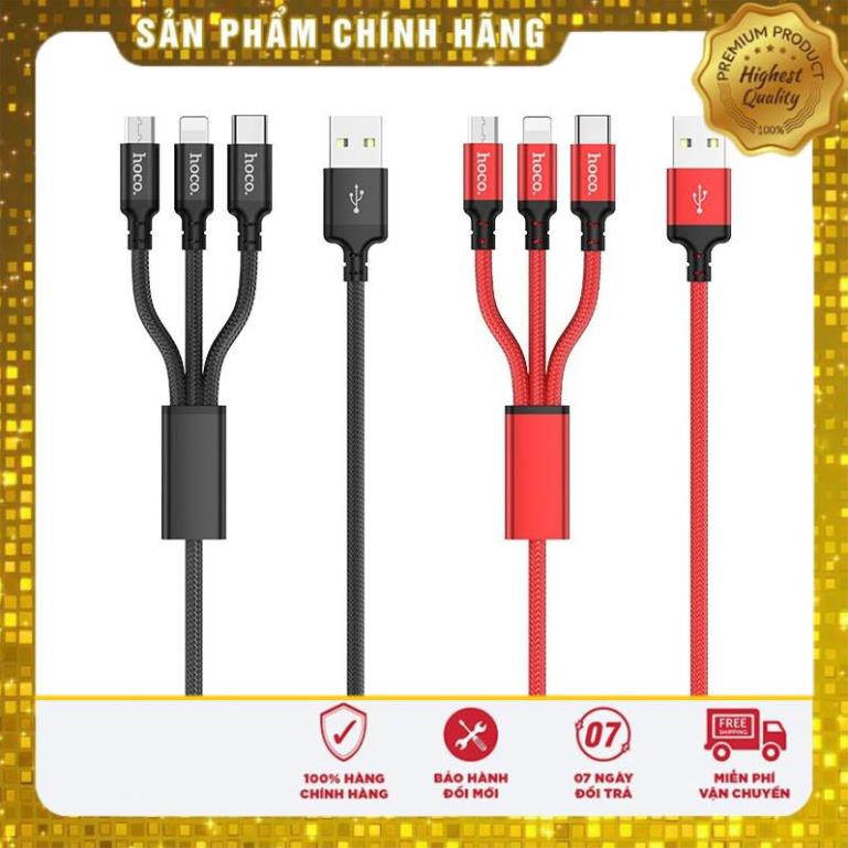 CÁP SẠC NHANH 2A 3 ĐẦU - DÂY BỌC DÙ CHỐNG ĐỨT ĐA NĂNG SẠC CHO Lightning , MICRO USB , TYPE C