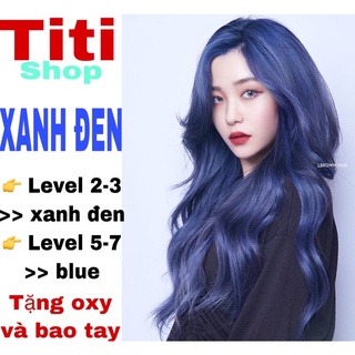 thuốc nhuộm tóc màu xanh dương tặng oxy và bao tay