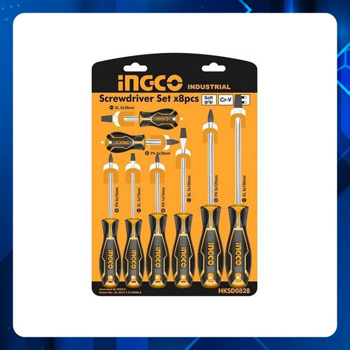 Bộ 8 tuốc nơ vít dẹp và bake đa năng INGCO HKSD0828