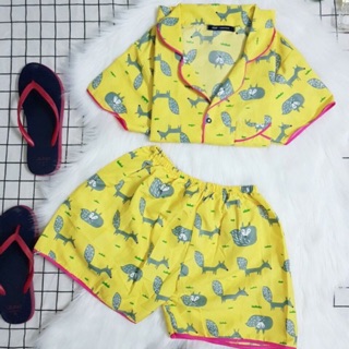 Bộ đồ pijama kate thái đùi viền loại 1