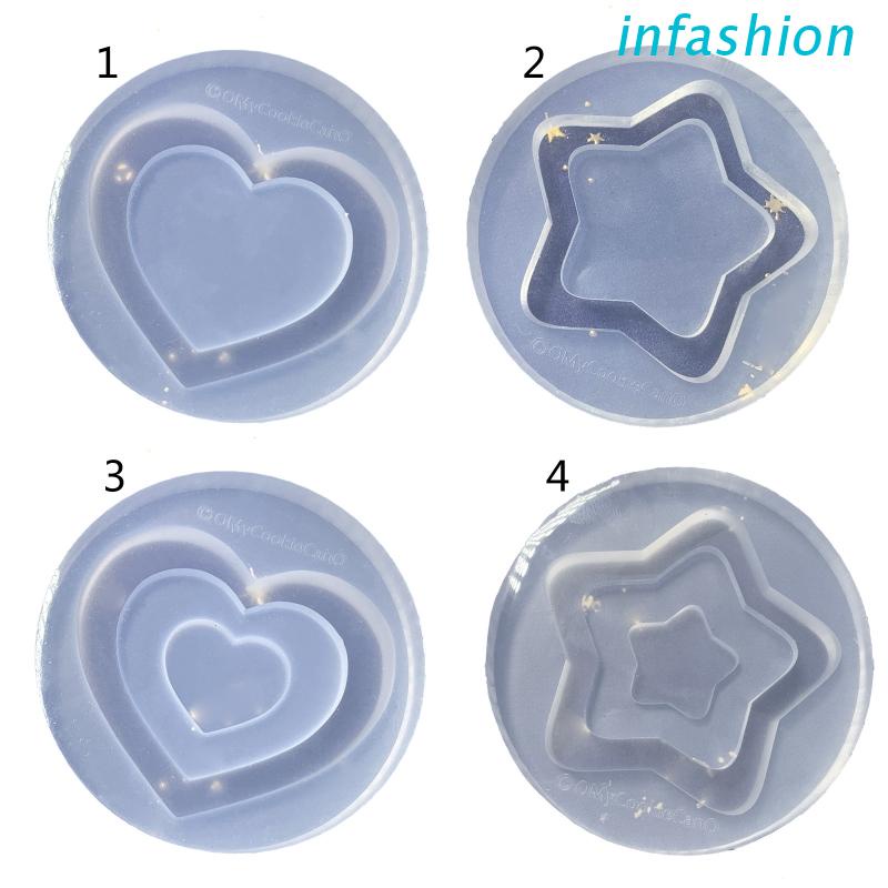 Khuôn Làm Móc Khóa Epoxy Hình Ngôi Sao/Trái Tim