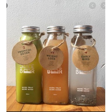 Chai Thủy Tinh Vuông 350ml nắp Nhôm