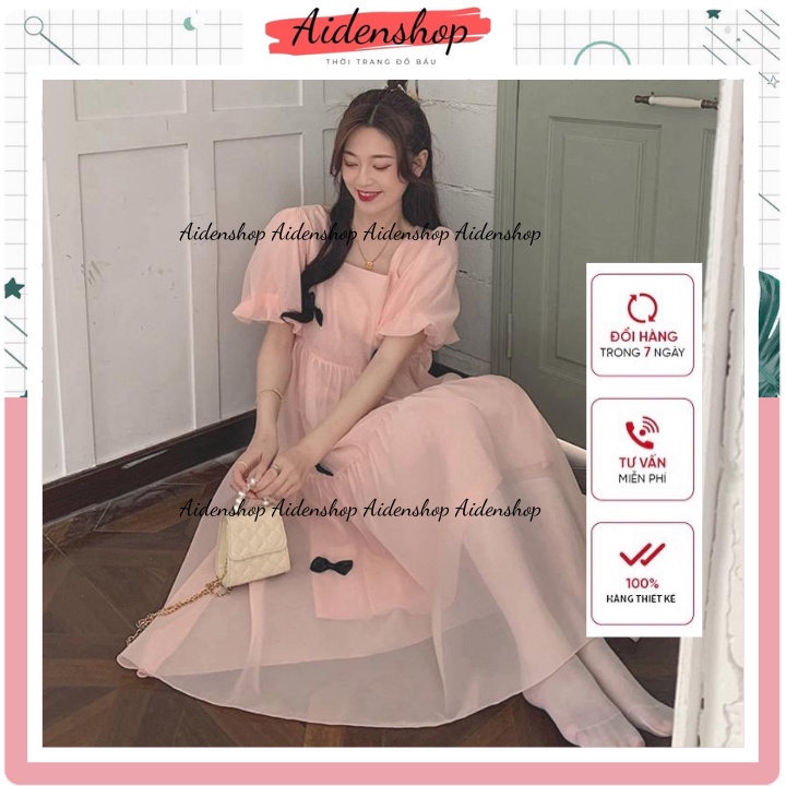 Váy bầu thiết kế xinh Aidenshop đầm bầu công sở thời trang suông dài