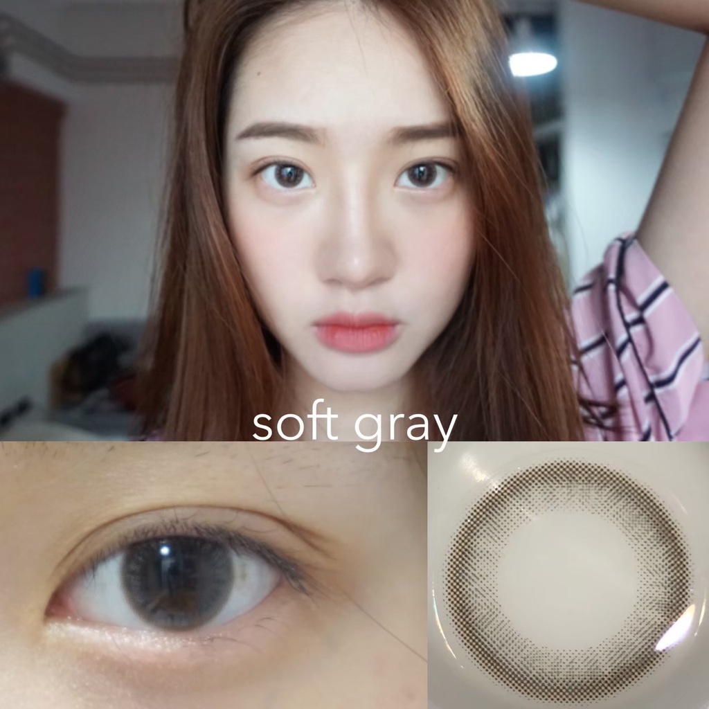 Lens Xám Tự Nhiên MINI SOFT GRAY Ẩm Cao 55% HSD 6 Tháng Không Giãn Phù Hợp Đi học Đi Làm Cho Mắt Nhạy Cảm