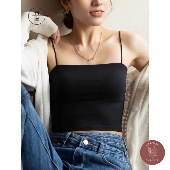 Áo Hai Dây Nữ Dáng Ôm, Áo 2 Dây Nữ Croptop Đẹp Vải Cotton Co Dãn