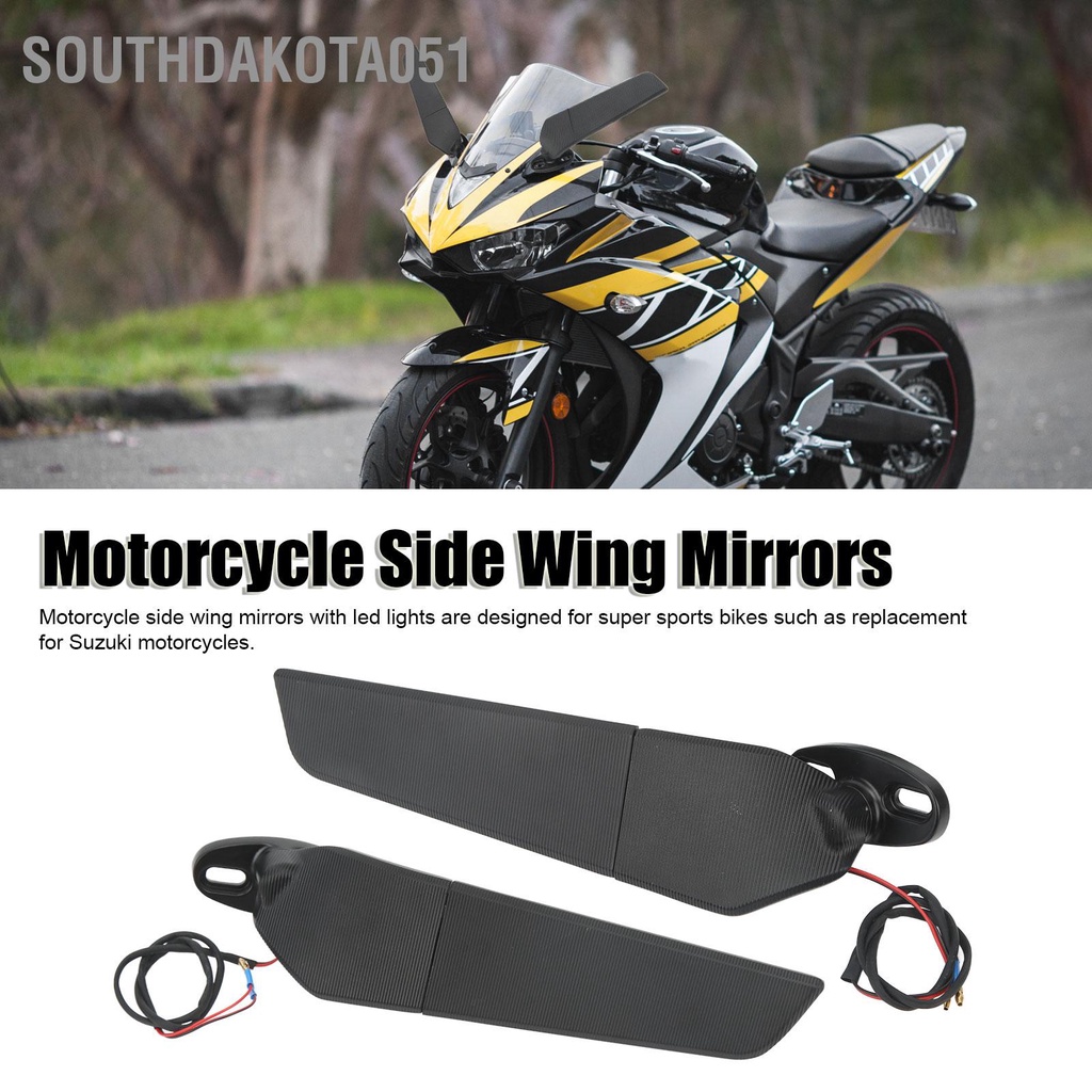 [Hàng Sẵn] Cặp Gương Chiếu Hậu Xe Máy Cánh gió Xoay 360 Độ Có Đèn LED Xi Nhan Chuyên Dụng Cho Yamaha Suzuki Honda【Southdakota051】