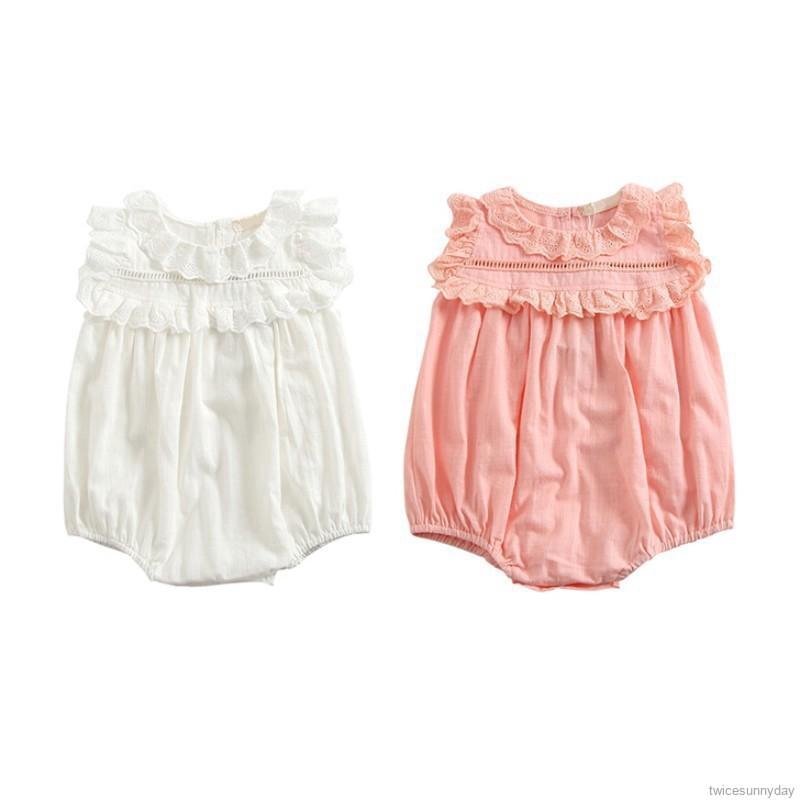 ☀ sunny ღ Bộ áo liền quần phối ren dễ thương cho bé gái