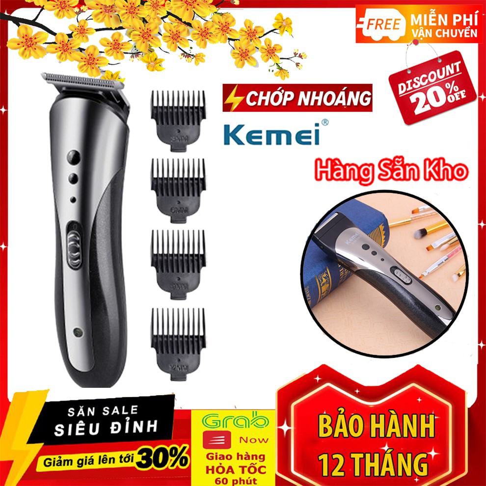 Tông đơ cắt tóc Kemei 1407 kiêm cạo râu chính hãng + Tặng dụng cụ lấy ráy tai có đèn