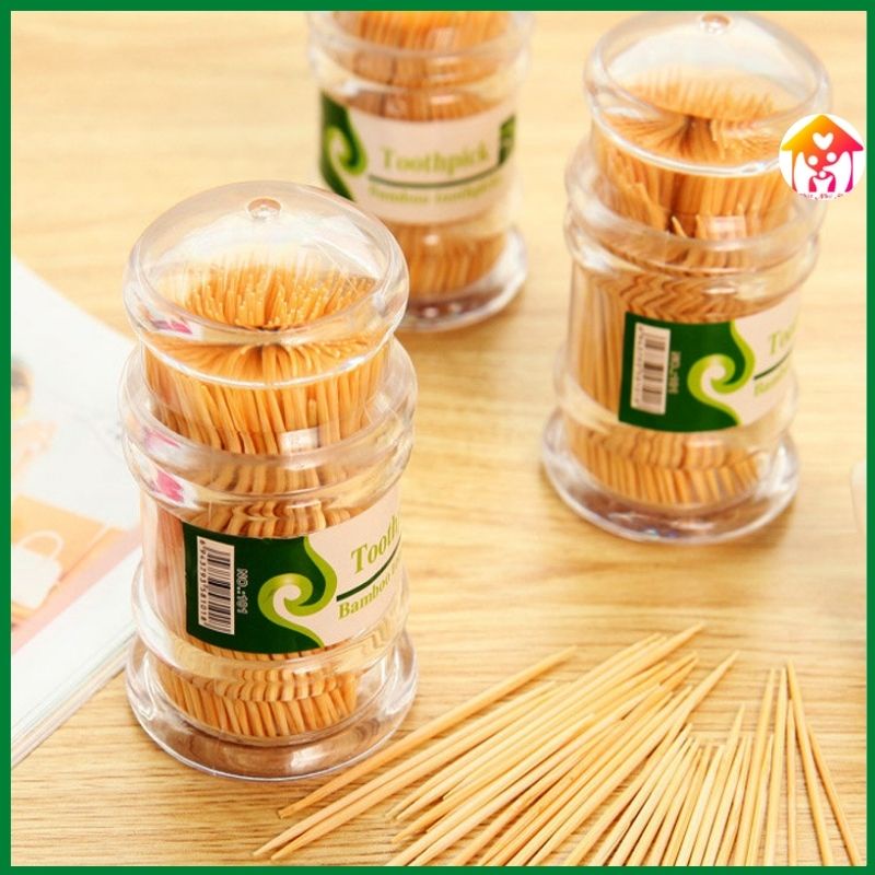 Lọ đựng tăm nhựa trong suốt có sẵn tăm an toàn- tiện dụng