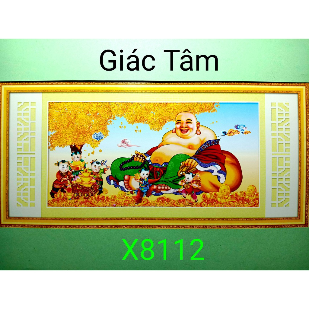 Tranh thêu PHẬT DI LẶC - 89x49cm - X8112 - XÂU CHUỖI HẠT TÚI CÀN KHÔN CHÂU BÁU TIỀN VÀNG - tranh thêu chữ thập chưa thêu