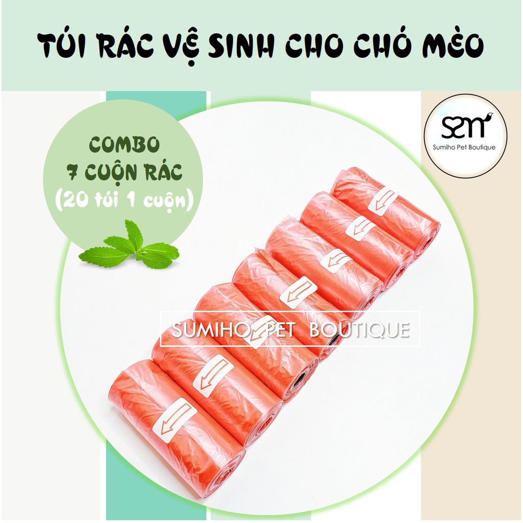 Túi rác dọn vệ sinh cho chó mèo (1 cuộn 20 túi nhỏ) - Túi hót shit thuận tiện khi mang thú cưng đi chơi