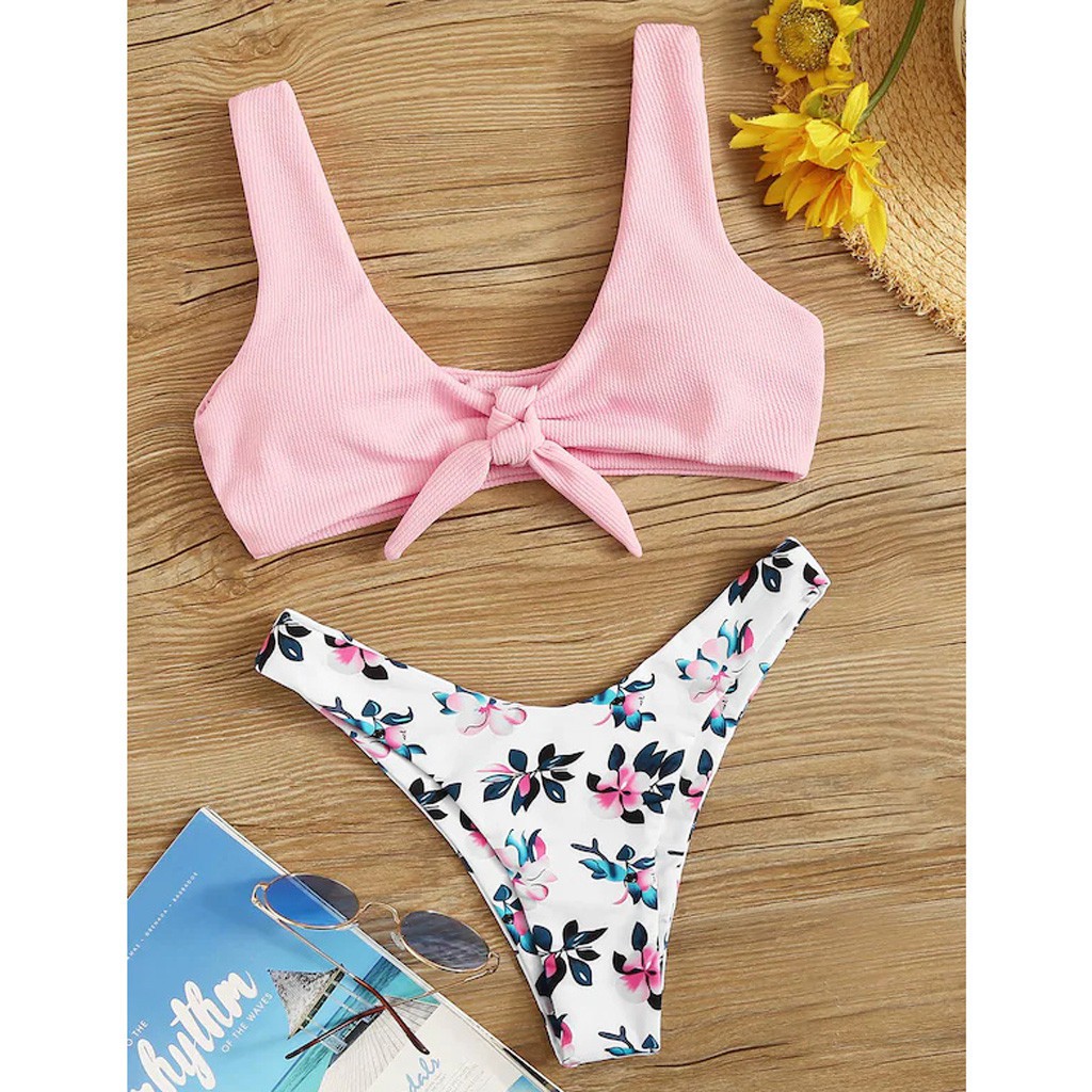 Set bikini 2 mảnh bra nâng ngực in hoa cho nữ | BigBuy360 - bigbuy360.vn