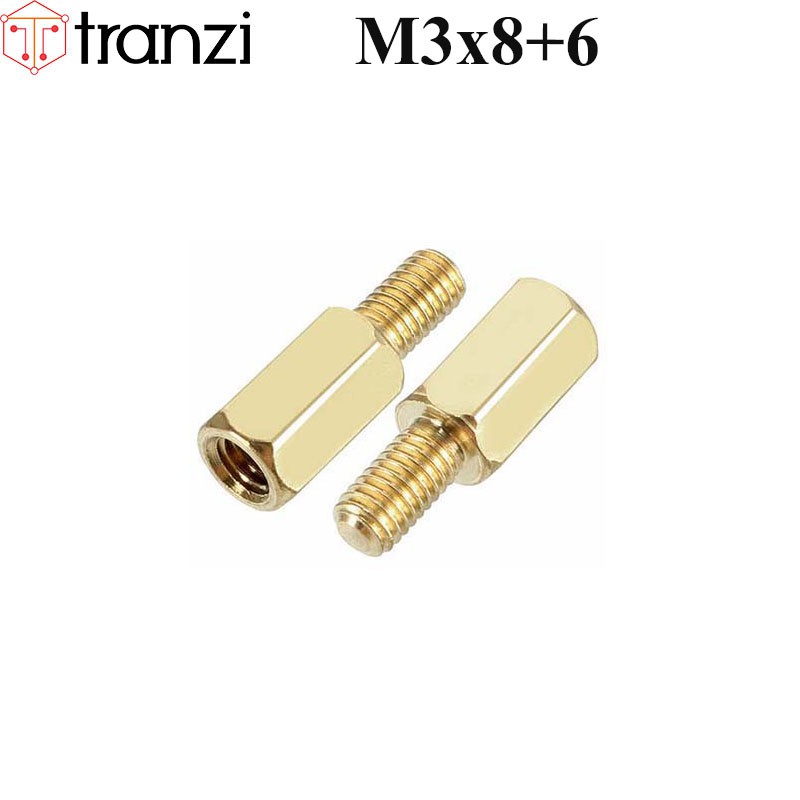 Trụ vít lục giác đực cái đồng M3x8+6 - túi 10 cái