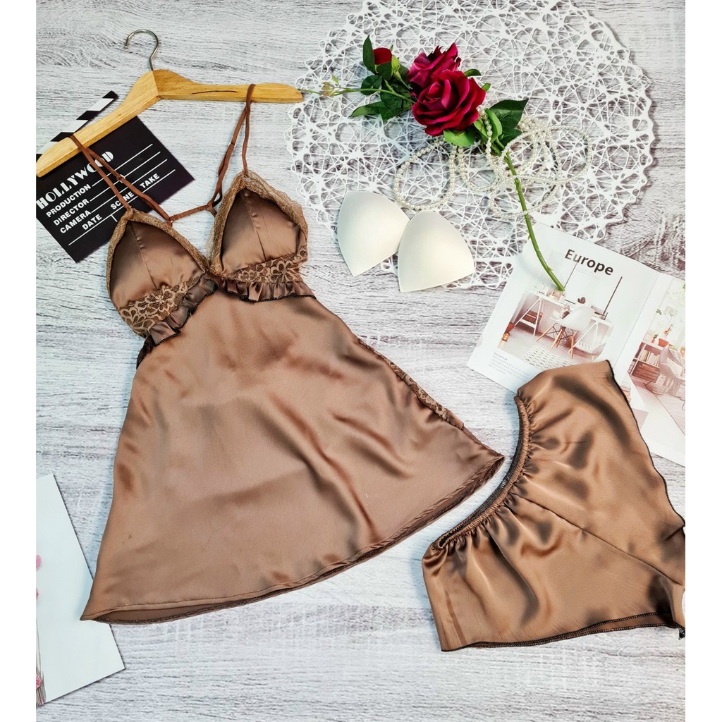 Váy ngủ sexy 🌺 Freeship 🌺 Váy ngủ sexy nữ quyến rũ lụa satin Freesize dưới 60kg - Linqu Sleepwear | BigBuy360 - bigbuy360.vn
