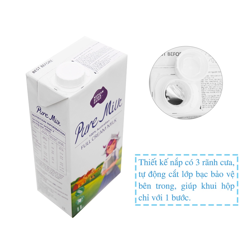 Sữa tươi nguyên kem không đường Pure Milk hộp 1L FENNC