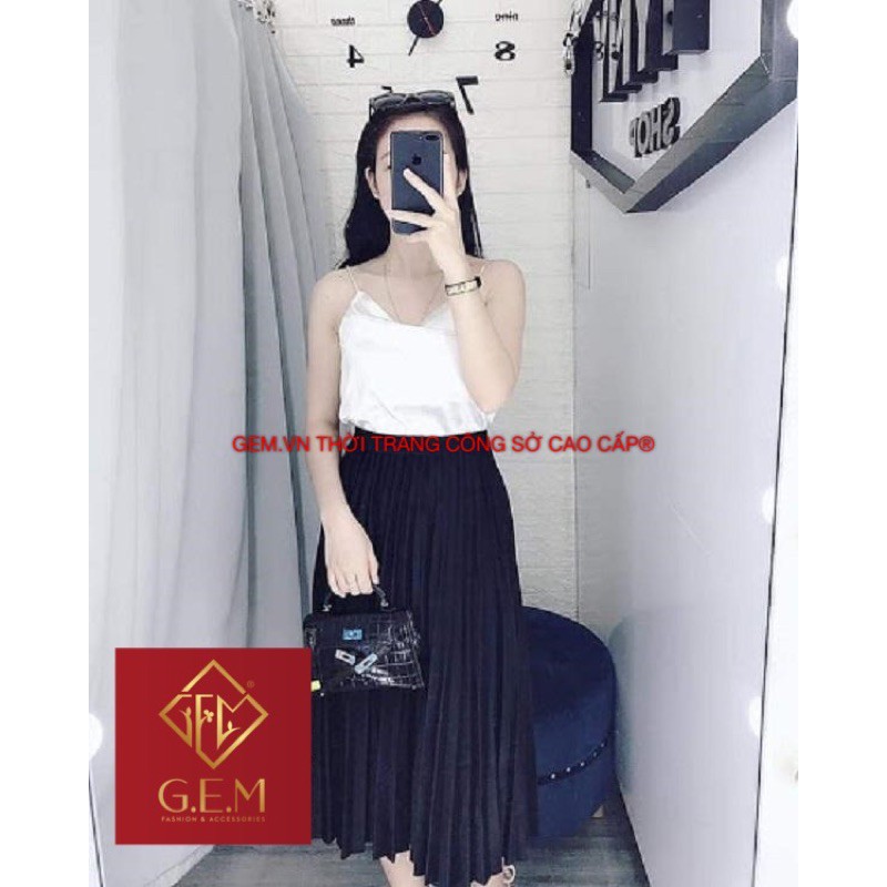 Chân váy xếp ly dài công sở, váy xếp ly xòe dài G69 - Gem Fashion
