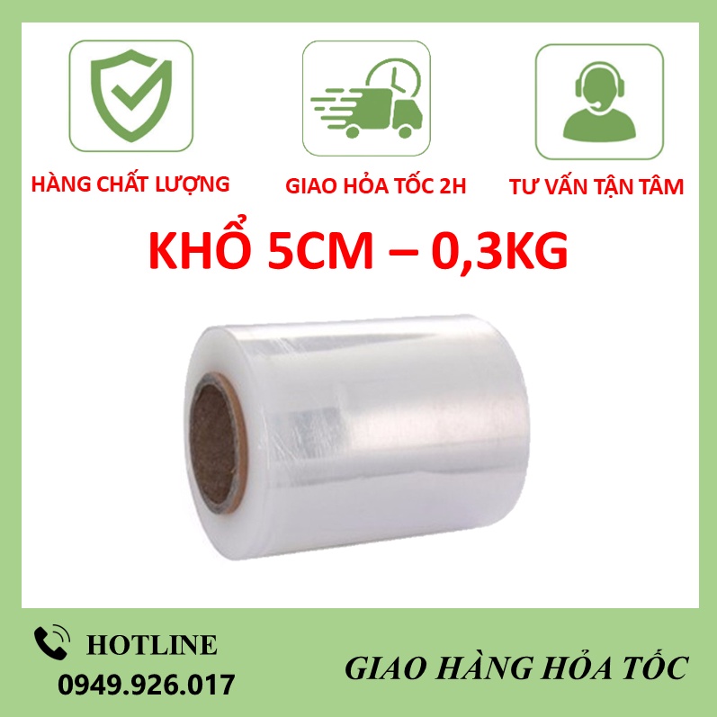 Màng PE TRẮNG khổ 5cm 0,3 kg, màng chít, nilong bọc, quấn bọc thực phẩm lõi nhỏ giá rẻ Hà Nội