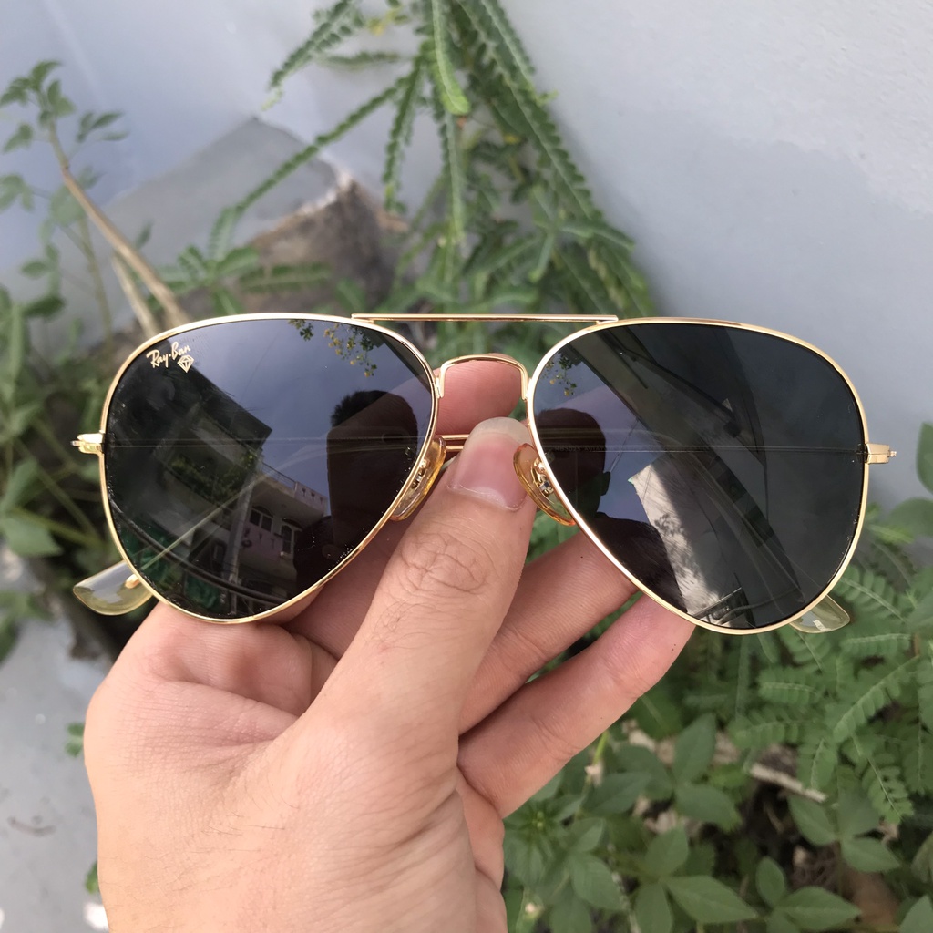 Kính Mát Rayban Aviator Tròng Thủy Tinh Chống UV Cho Nam Nữ