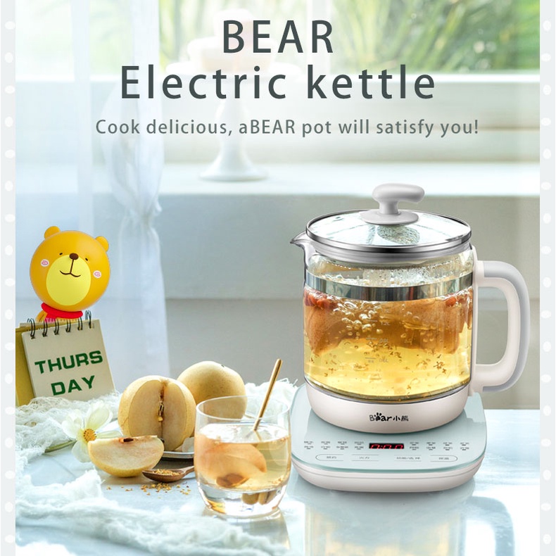 Bình đun nước điện tử BEAR YSH-C15F1 thông minh 1000W dung tích 1.5L có giá đỡ trứng chuyên dụng