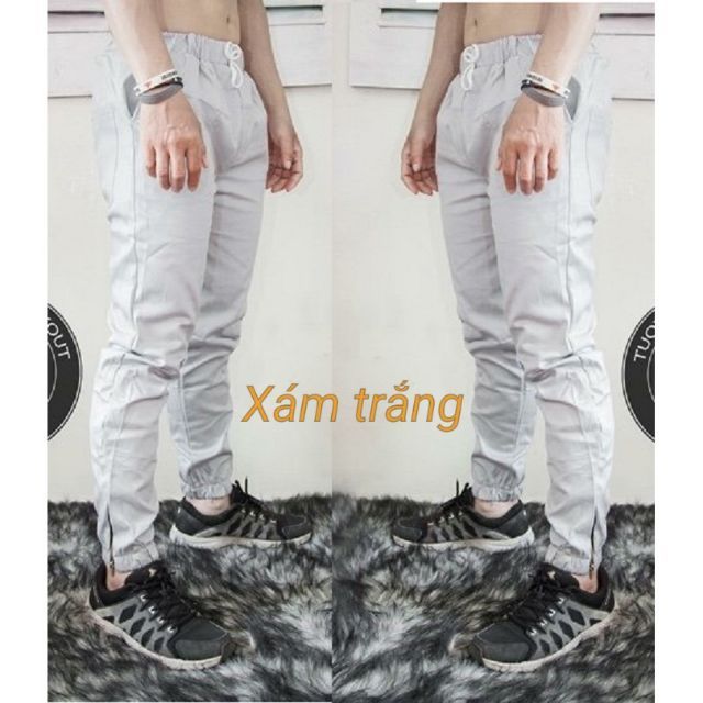 Jogger kaki khóa zip nam