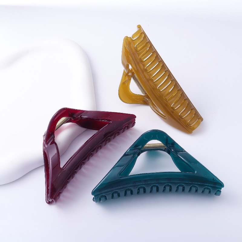 Kẹp tóc hình tam giác rỗng lớn bằng nhựa resin tinh tế đơn giản thời trang cho nữ
