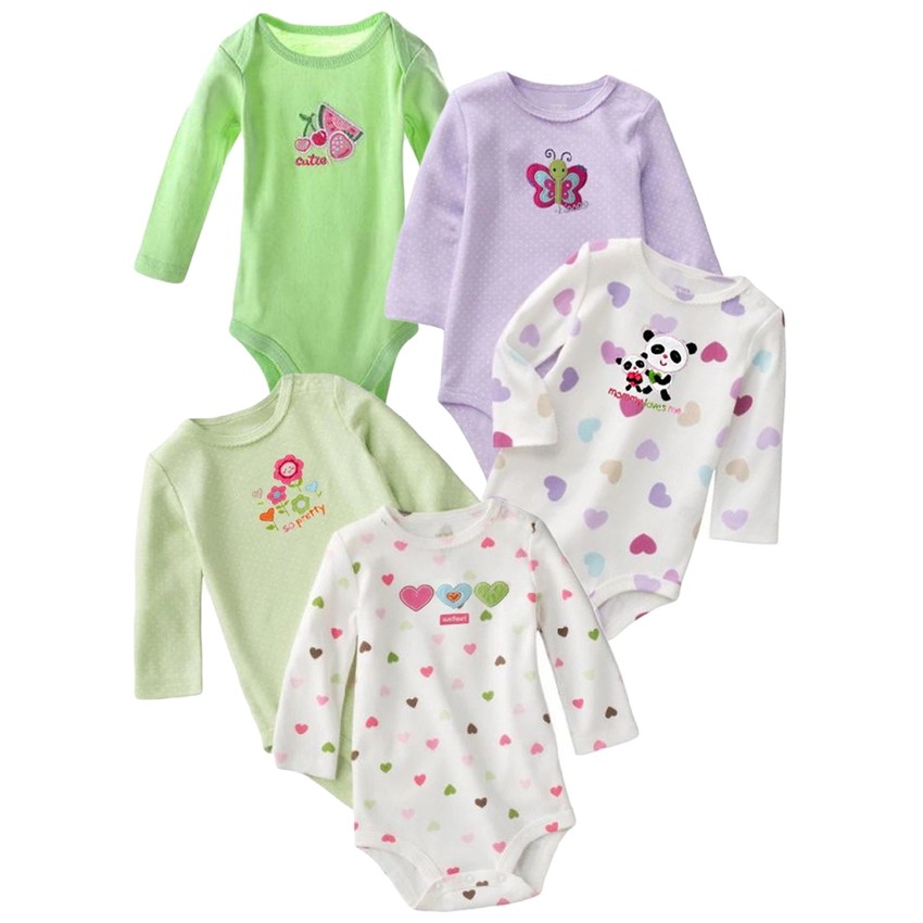 Bộ 5 bodysuits dài tay bé gái Carter's