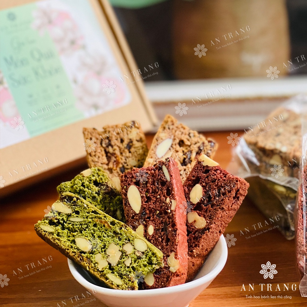 BÁNH BISCOTTI - Bánh Ăn Kiêng eo thon Giảm cân, phù hợp cho gym, eatclean | 3 vị độc lạ - Bánh Nướng Hạt kiểu Ý