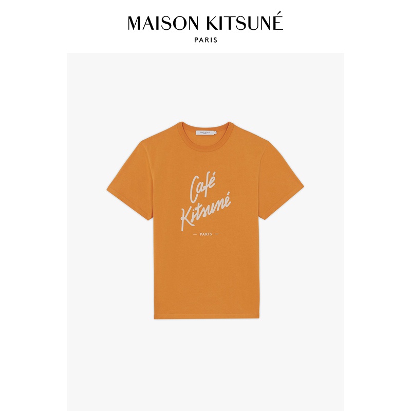 Áo Thun Cotton Ngắn Tay Cổ Tròn In Hình Maison Kitsune x Caf Kitsun Cá Tính