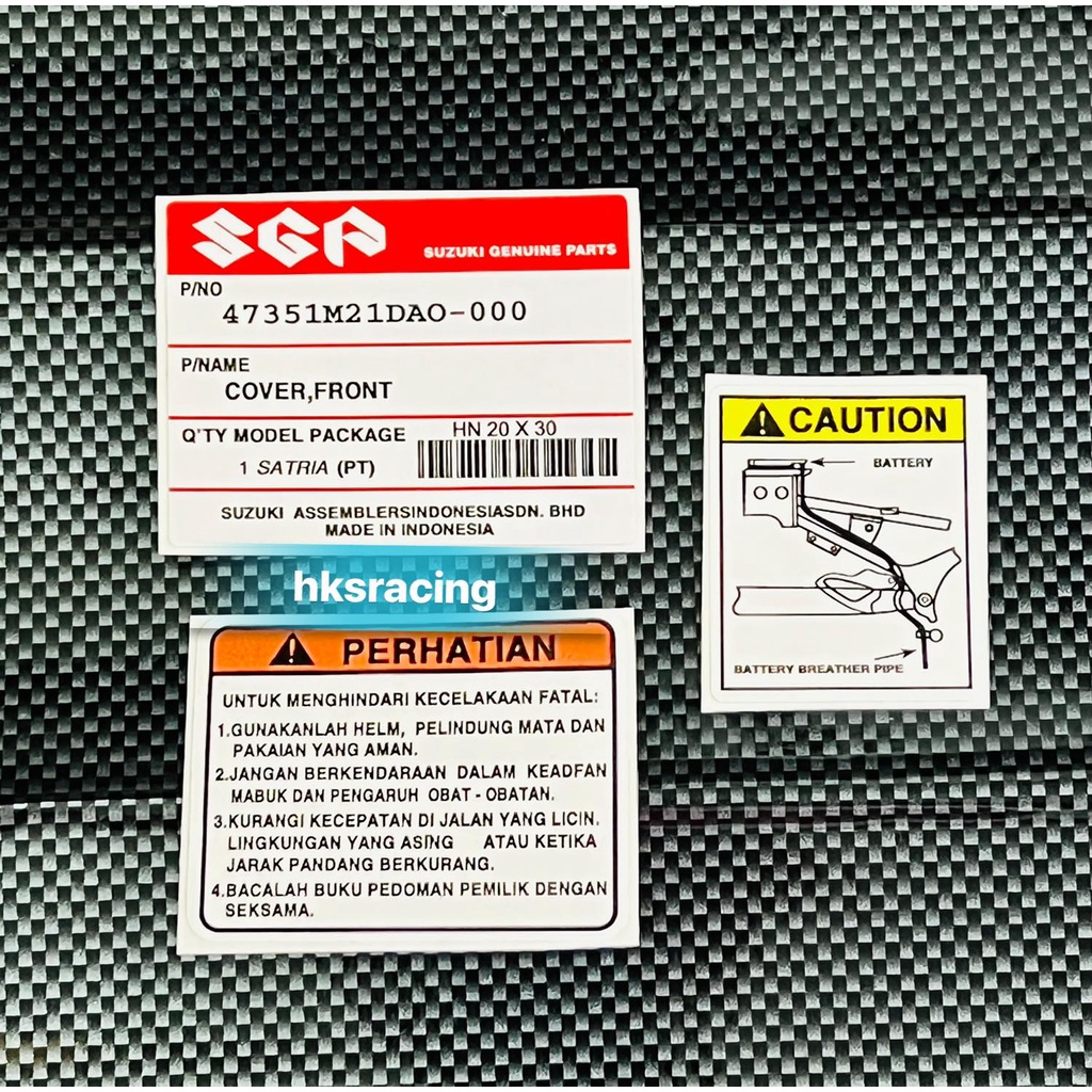 BỘ TEM THÔNG SỐ DÀNH CHO XE SATRIA INDONESIA ( SATRIA INDO )