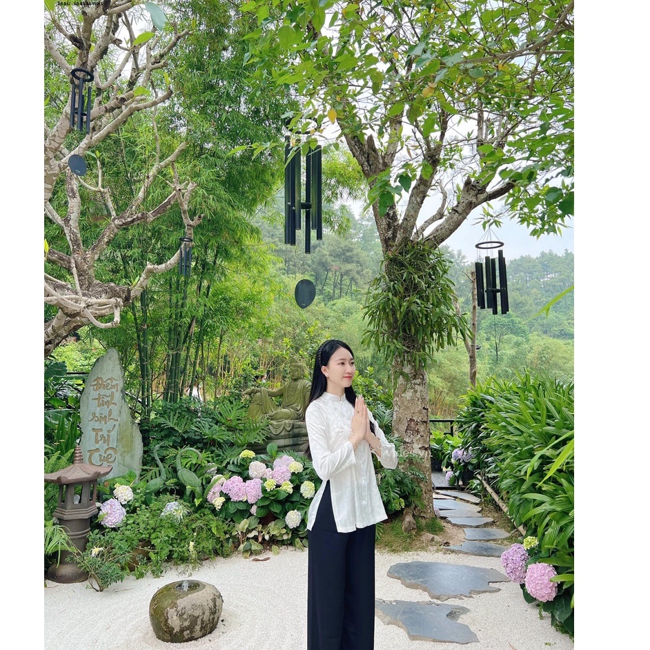 Bộ Áo Bà Ba Pháp Phục Đồ Lam Đi Lễ Chùa Bán Rời Quần Trắng Và Quần Đen Vải Lụa Gấm Cực Đẹp,Mềm Mịn Đẹp