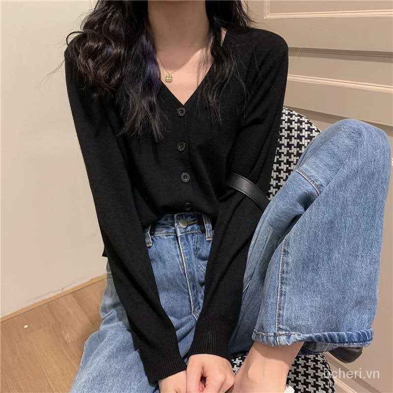 áo khoác len cardigan, dệt kim cổ v phiên bản hàn quốc, nhẹ nhàng, thu đông 2021 | BigBuy360 - bigbuy360.vn