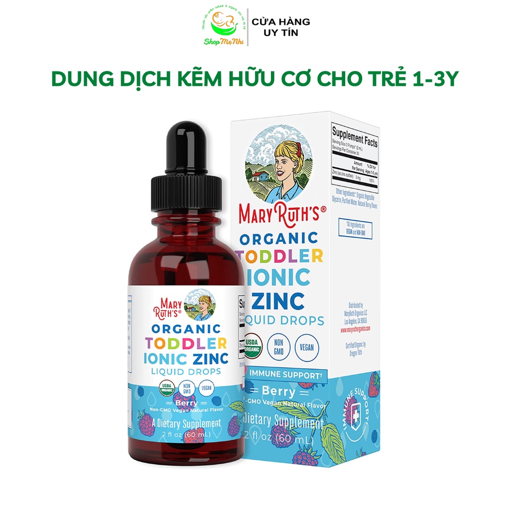 Dung dịch kẽm hữu cơ Toddler Liquid Ionic Zinc Mary Ruth’s tăng đề kháng cho trẻ mới biết đi từ 1-3 tuổi.