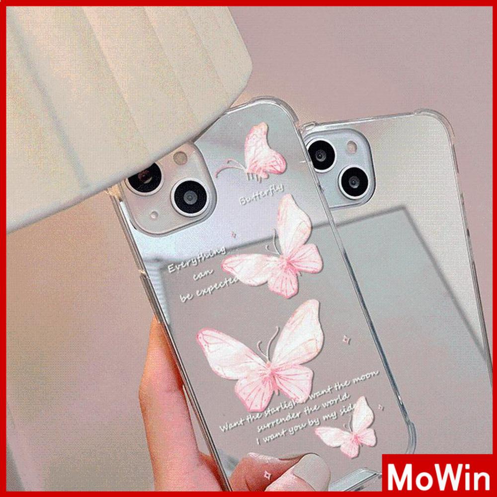 Ốp điện thoại acrylic tráng gương nơ/ bướm hồng thích hợp cho IPHONE 11 PRO MAX 13 PRO MAX 12 PRO MAX 7PLUS XR XS MAX