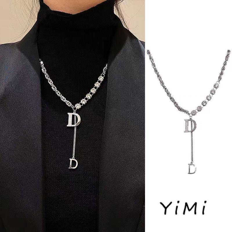 Vòng Cổ Dây Xích Mặt Chữ D Cao Cấp Thời Trang Thu Đông Hàn Quốc