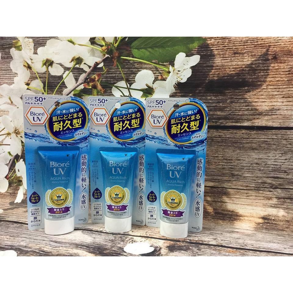 KEM CHỐNG NẮNG CHIẾT XUẤT TỪ SỮA ONG CHÚA ĐANG HOT BIORE UV AQUA RICH WATERY GEL CHO MẶT VÀ BODY
