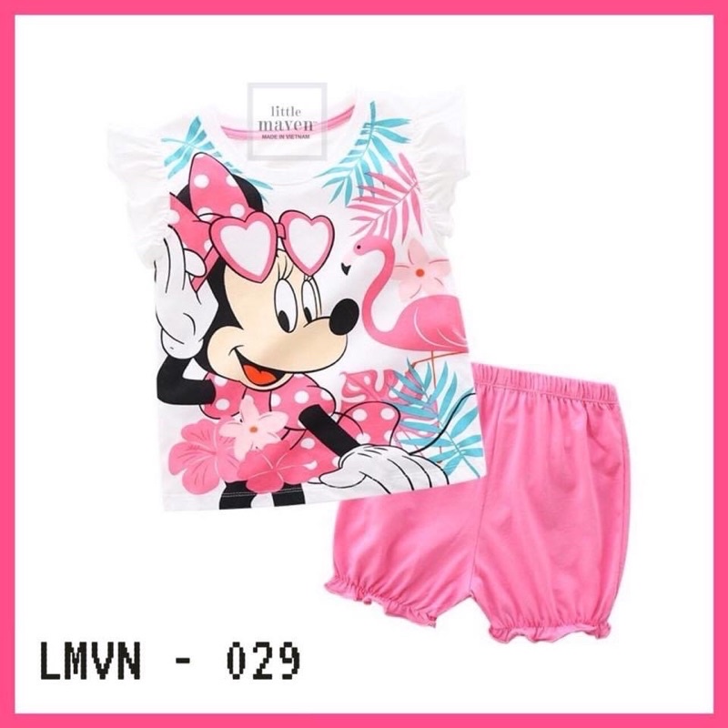 Bộ cộc tay Little maven cho bé gái size từ 12-24 cân