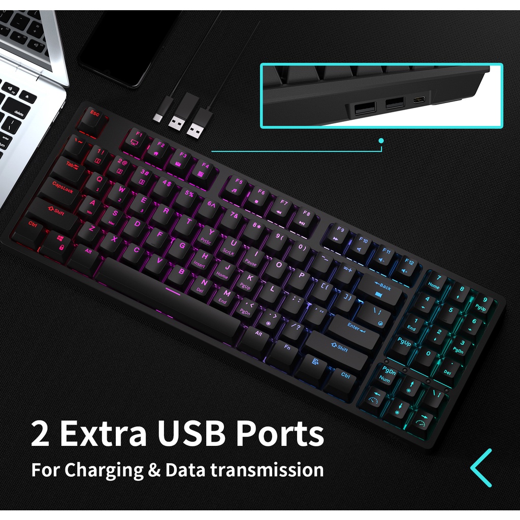 Bàn phím cơ không dây Royal Kludge RK92 NEW HOTSWAP, Led RGB, Type C, Bluetooth 5.0, Wireless 2.4G - CHÍNH HÃNG