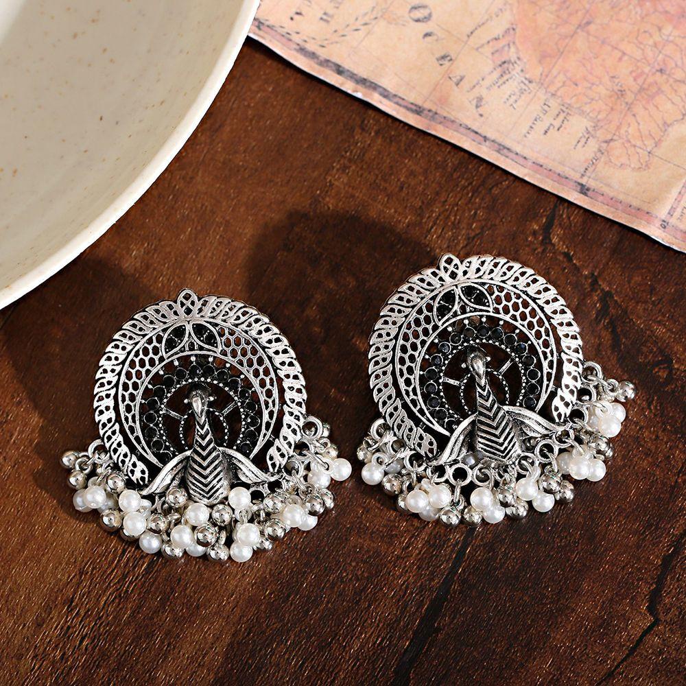 Bông Tai Bohemia Quyến Rũ Cho Nữ|Bông Tai Hình Chim Công Nhiều Màu Sắc Phong Cách Ấn Độ