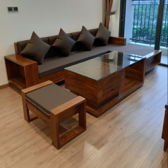 Sofa gỗ L cao cấp