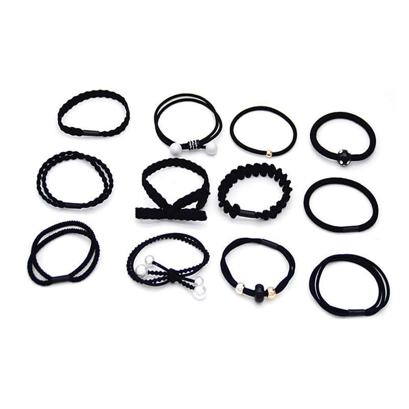 HỘP 12 DÂY BUỘC TÓC HÀN QUỐC SIÊU XINH CHO MẸ VÀ BÉ