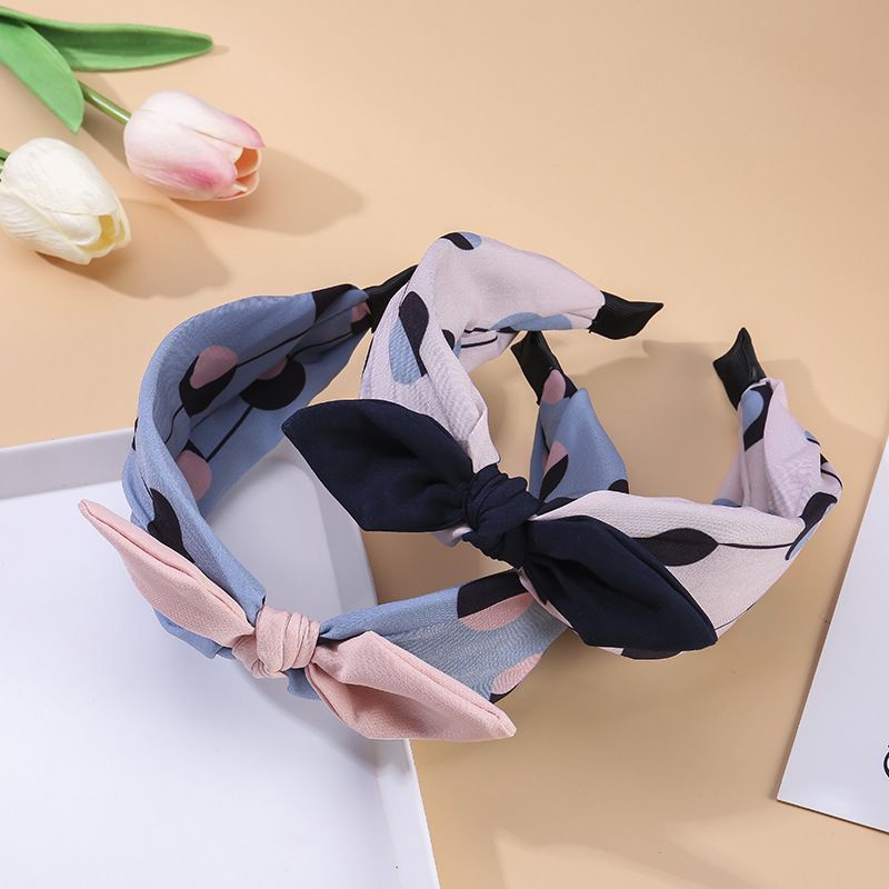 Băng Đô Cài Tóc Thắt Nơ Họa Tiết Chấm Bi Màu Sắc Ngọt Ngào Phong Cách Hàn Quốc