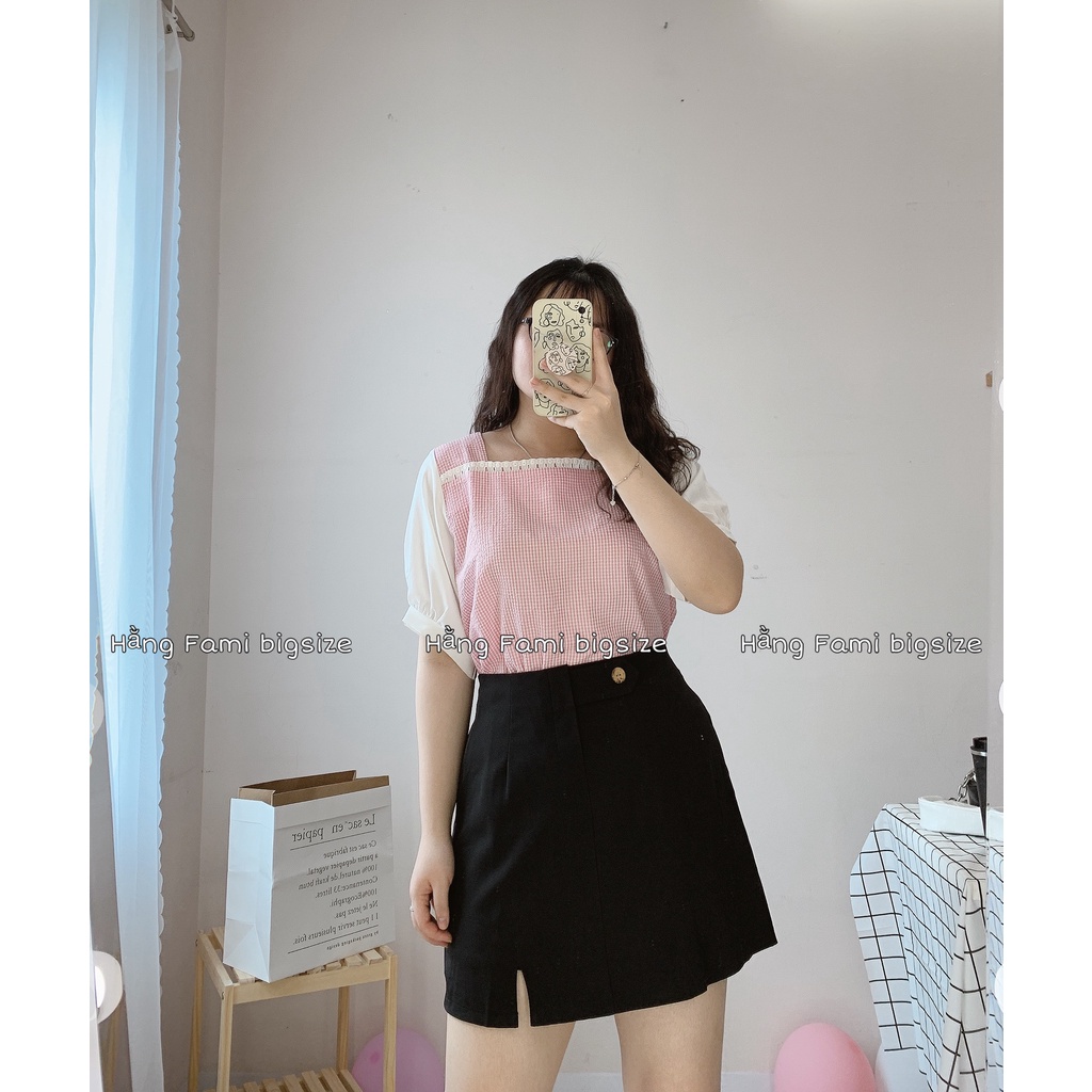 áo kẻ caro tay trắng bigsize ( A370 )