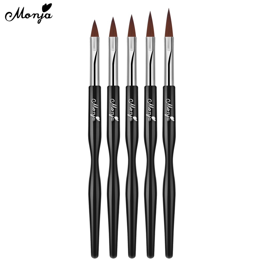 Monja 5pcs Nail Art  Brush Acrylic Liquid Powder Carving Flower Shaping Builder Pen Manicure Tool