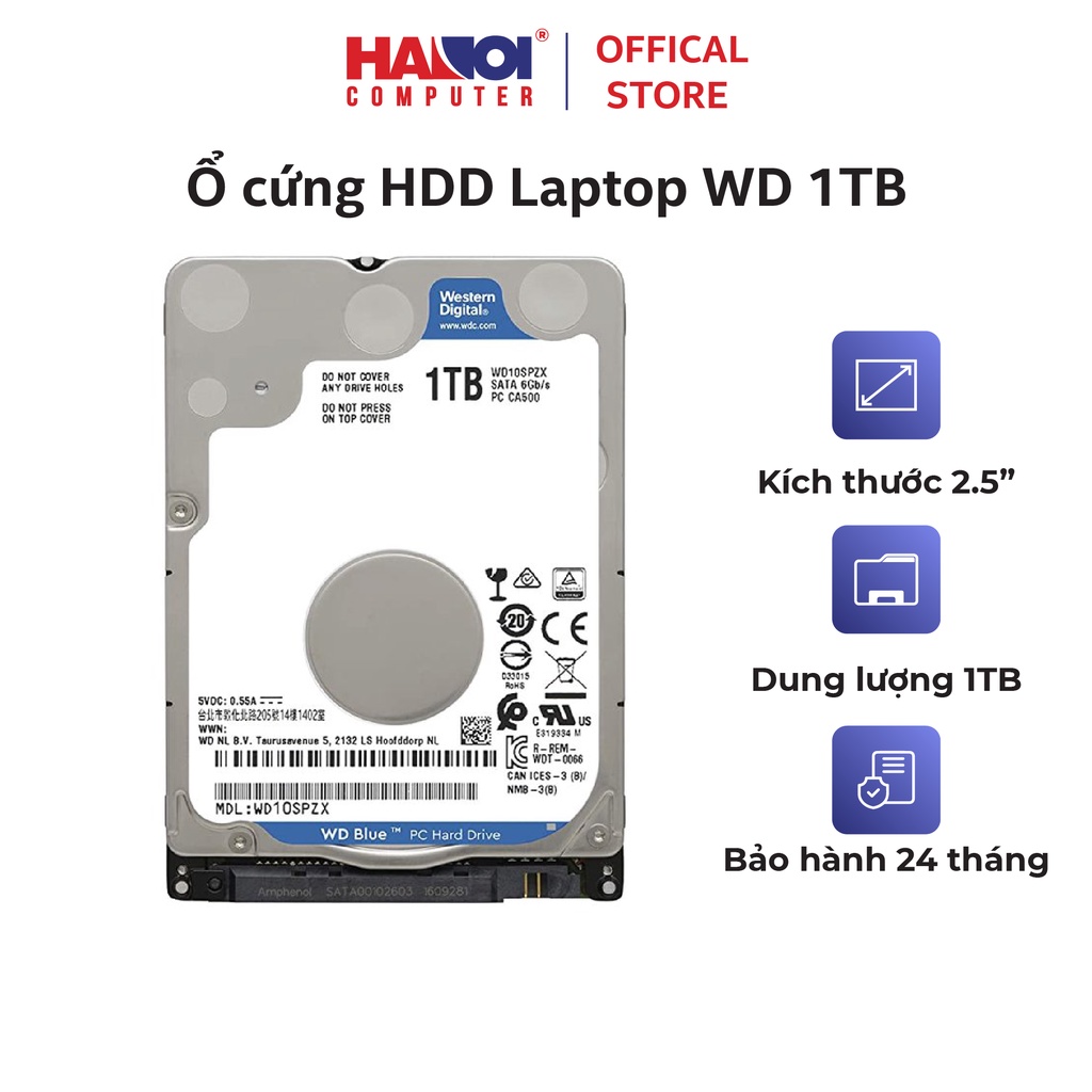 Ổ cứng HDD Laptop WD 1TB Blue 2.5 inch được thiết kế với vật liệu nhôm cao cấp tăng sức mạnh ổ đĩa 30%