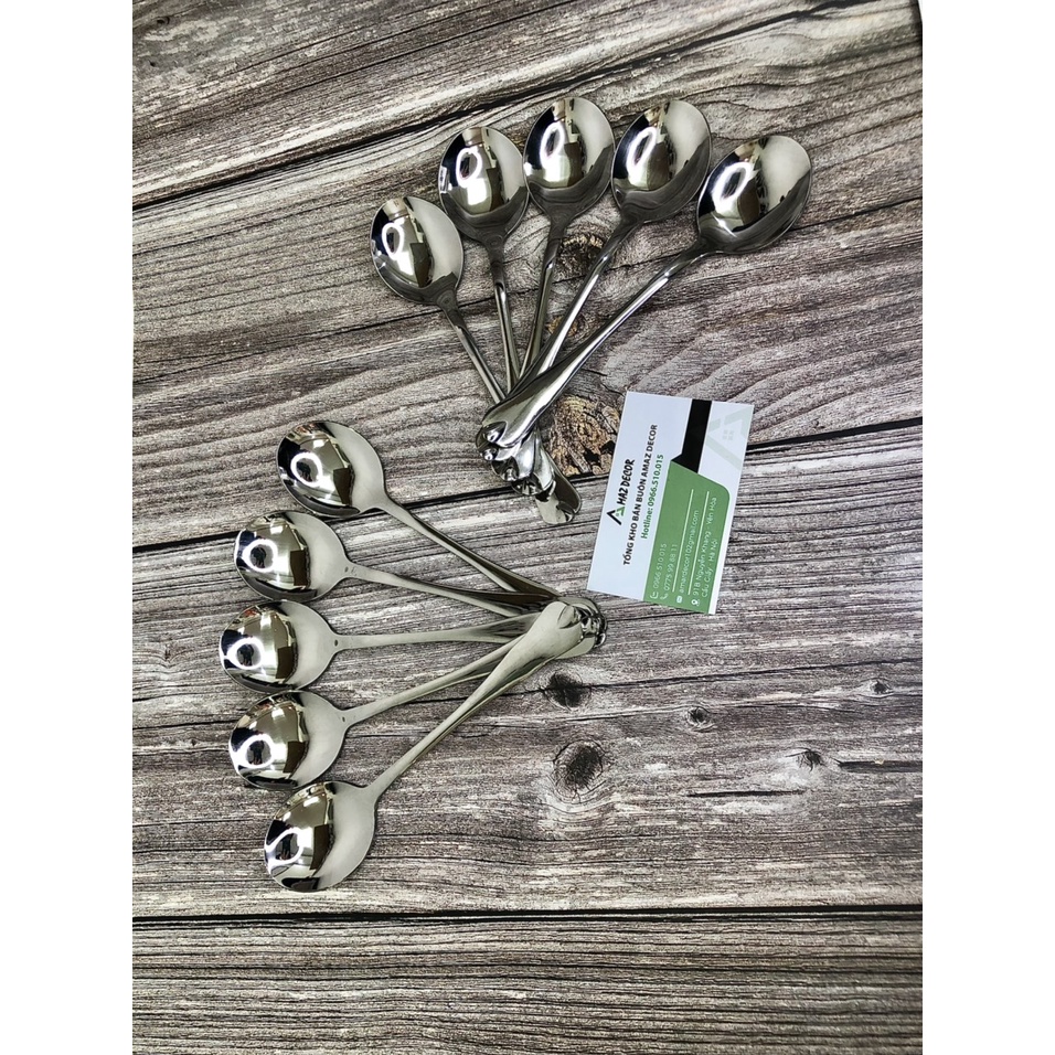 Muỗng thìa inox 304 -GNT184020 cán dài phong cách Châu Âu sáng bóng sang trong cao cấp